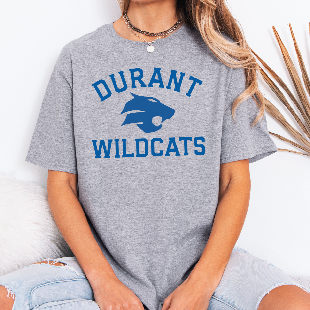 Durant Wildcats Mascot Arch Tee Black