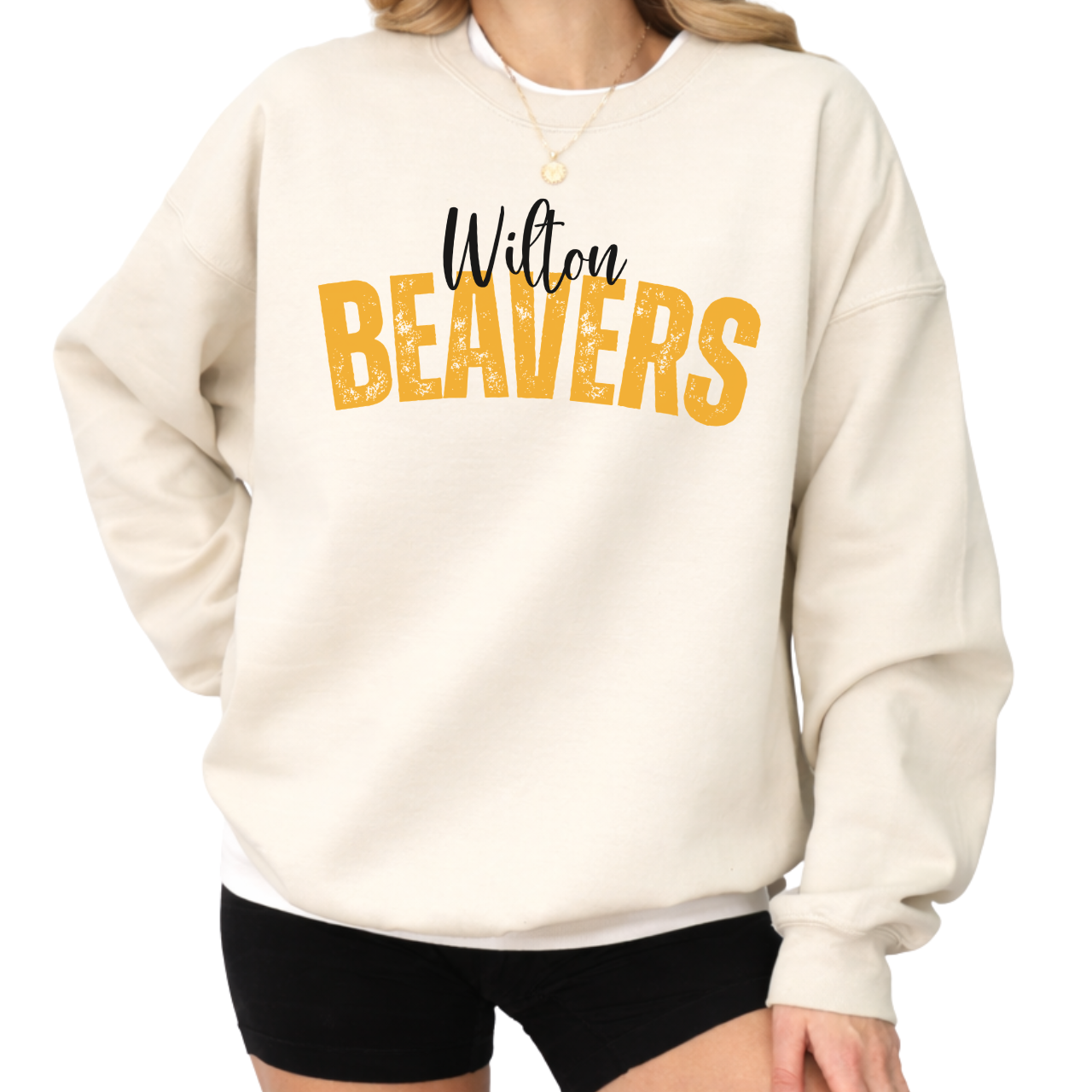 Wilton Beavers Arched Spirit Crewneck