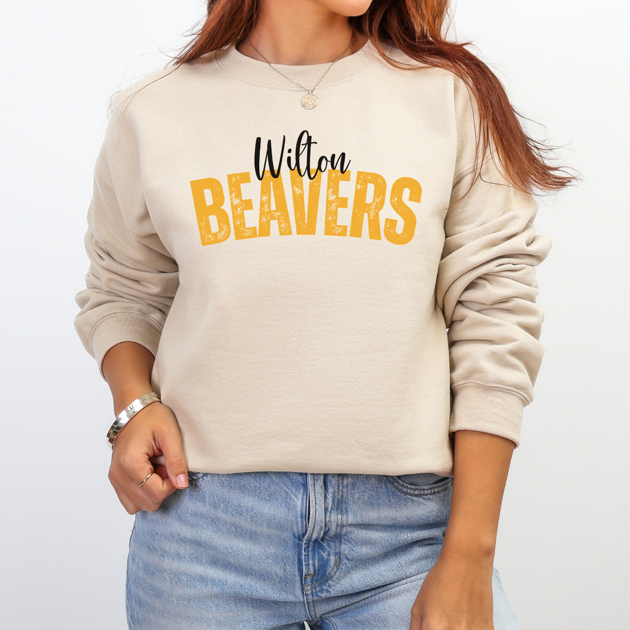 Wilton Beavers Arched Spirit Crewneck