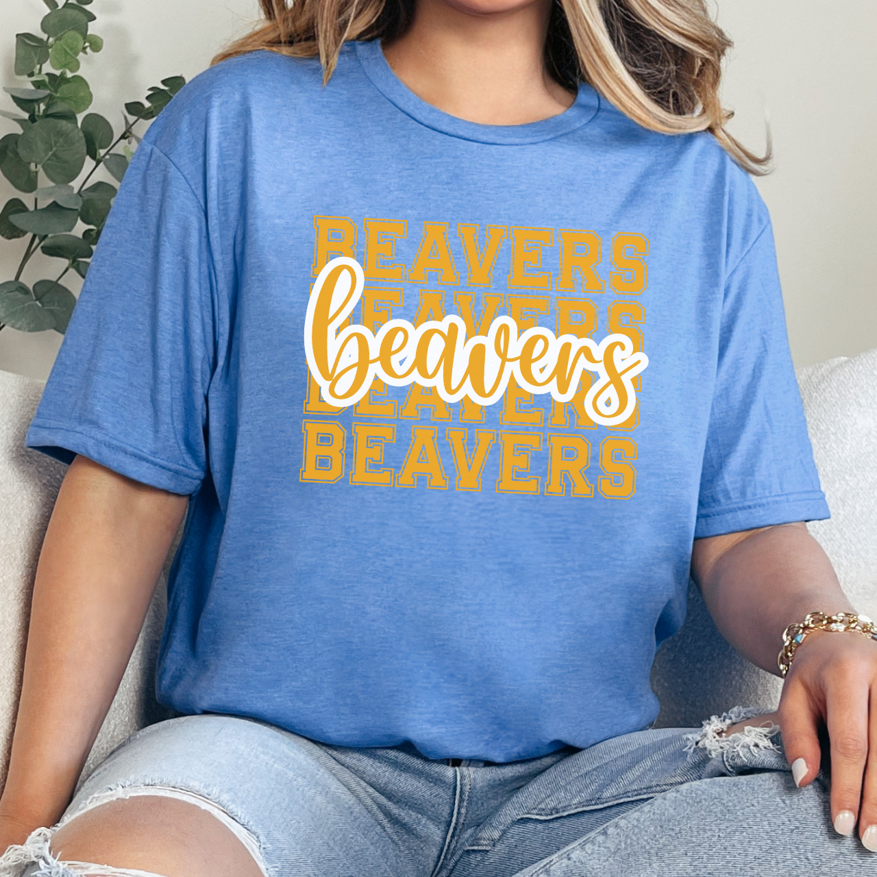 Stacked Beavers Script Tee