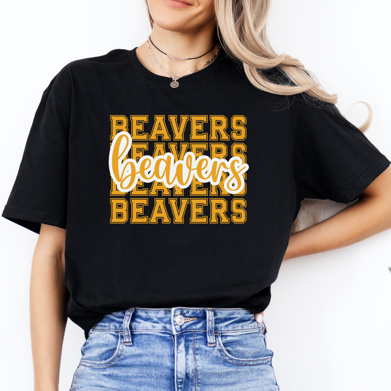 Stacked Beavers Script Tee