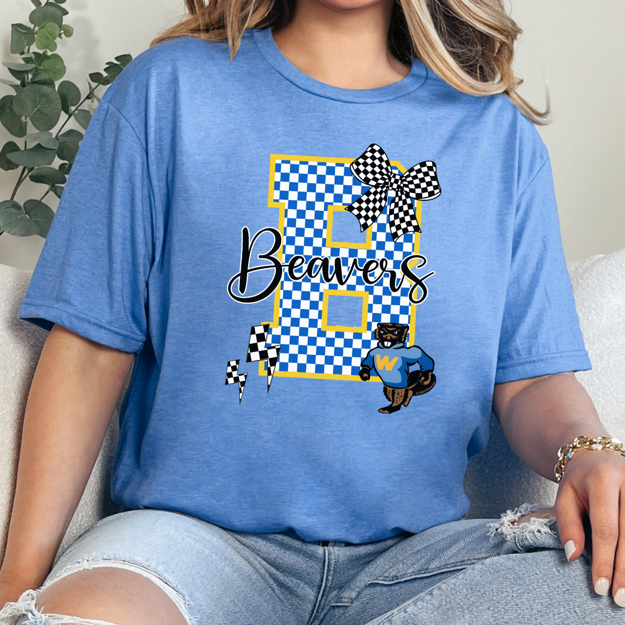 Checkered Beavers Mascot Tee