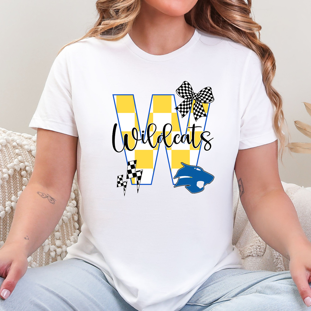 W Wildcat Bow Mascot Tee