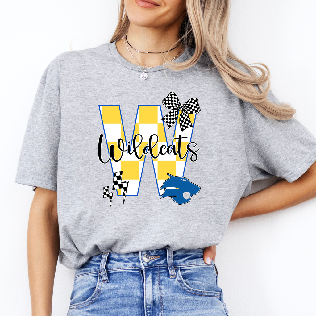 W Wildcat Bow Mascot Tee