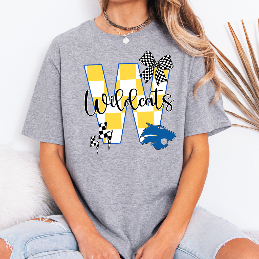 W Wildcat Bow Mascot Tee