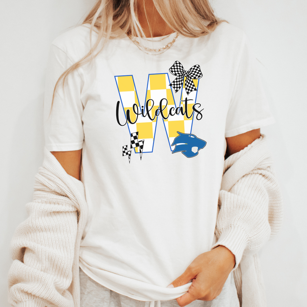 W Wildcat Bow Mascot Tee