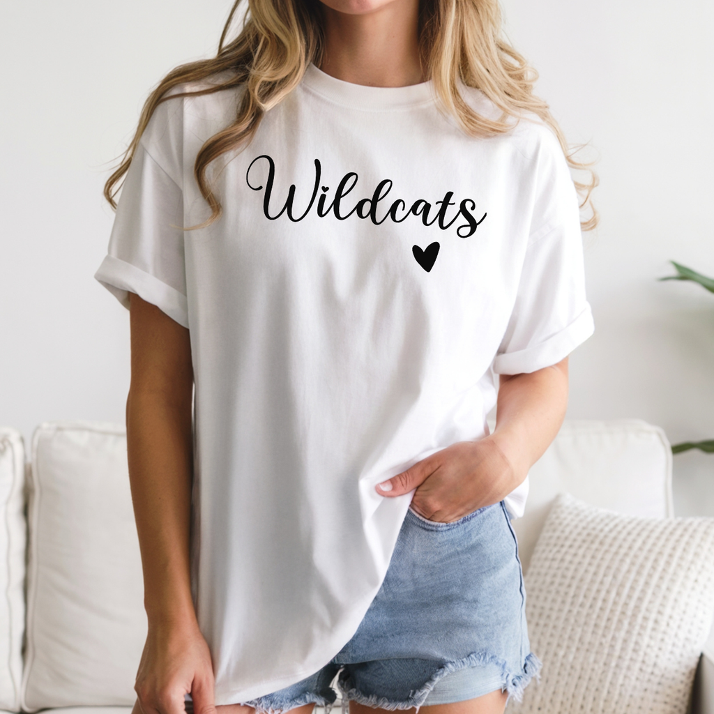 Durant Wildcats Script and Heart Tee