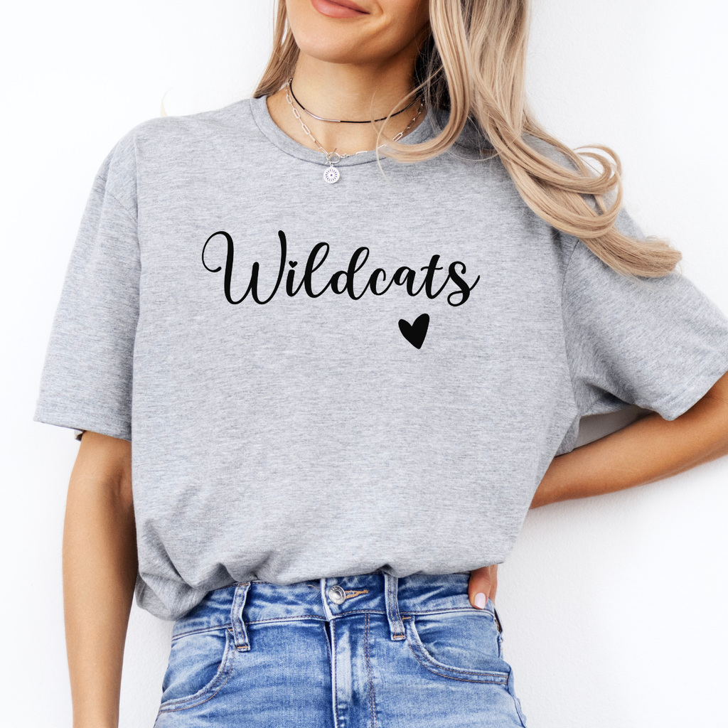 Durant Wildcats Script and Heart Tee
