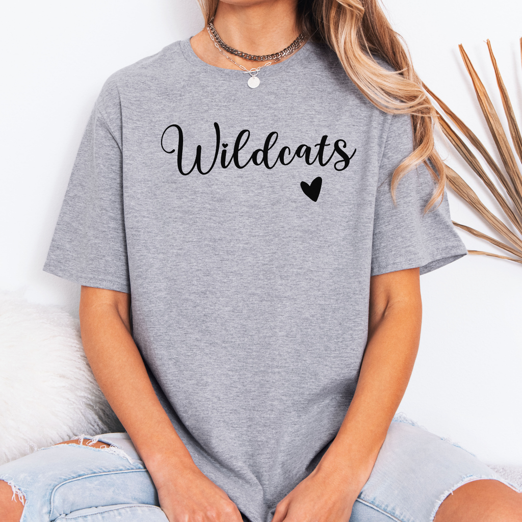 Durant Wildcats Script and Heart Tee