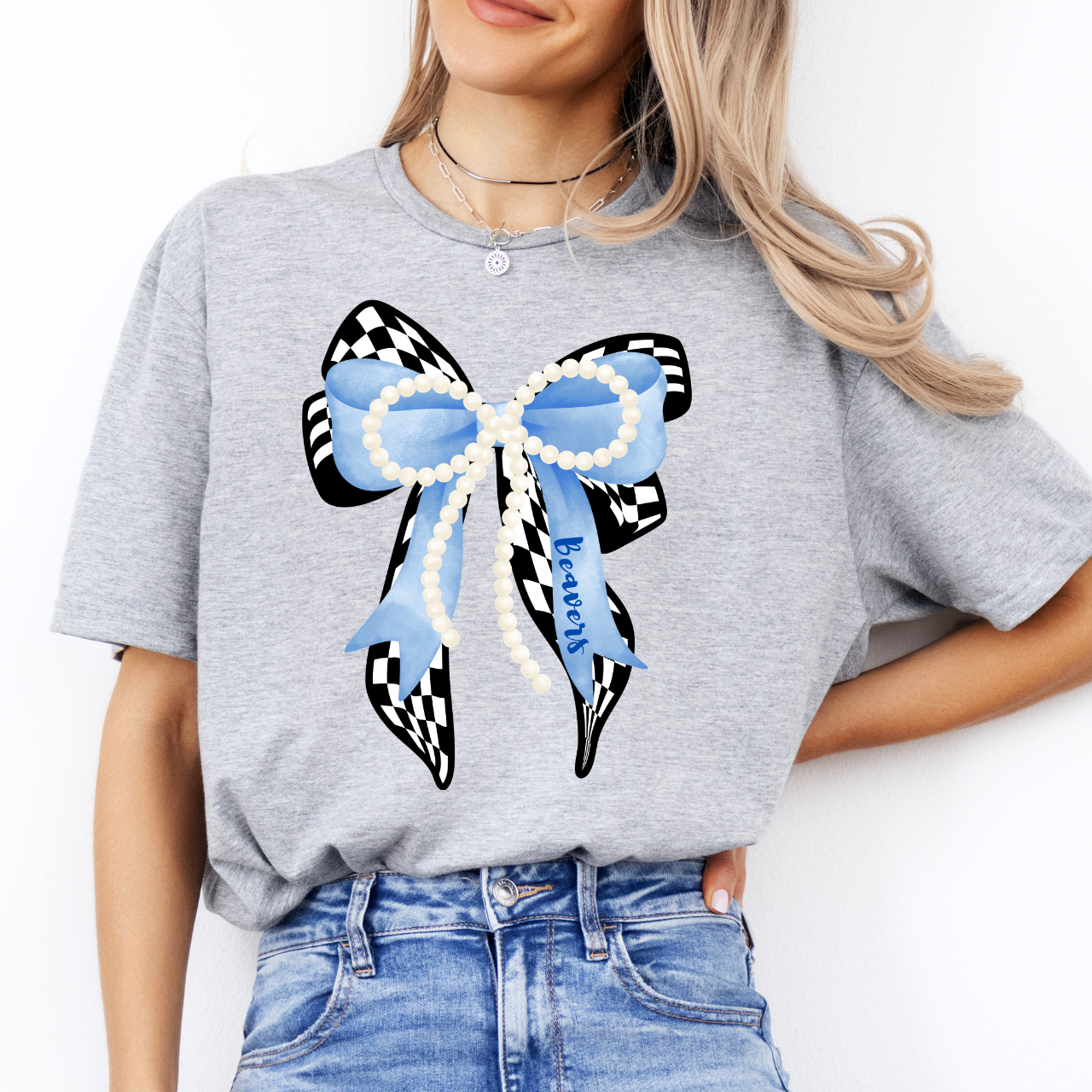 Wilton Beavers Pearl Bow Adult Tee