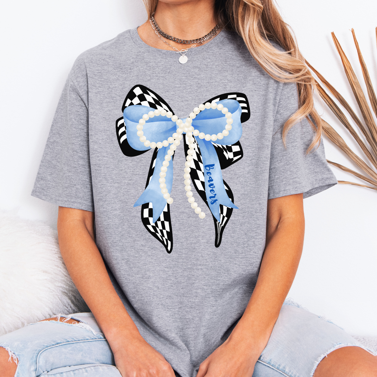 Wilton Beavers Pearl Bow Adult Tee