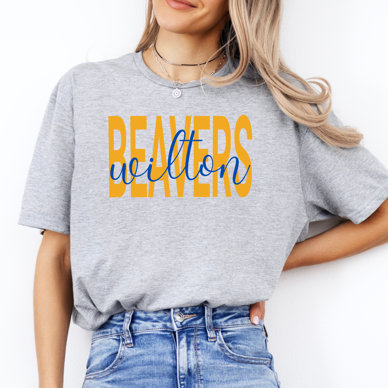 Wilton Beavers Layered Script Adult Tee