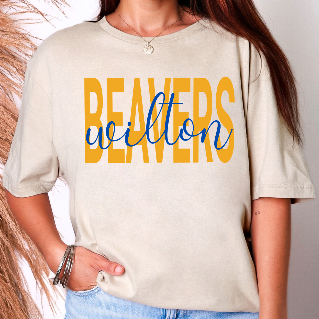 Wilton Beavers Layered Script Adult Tee