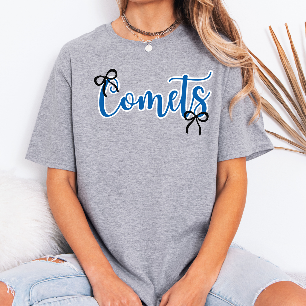 West Liberty Comets Script Bow Tee