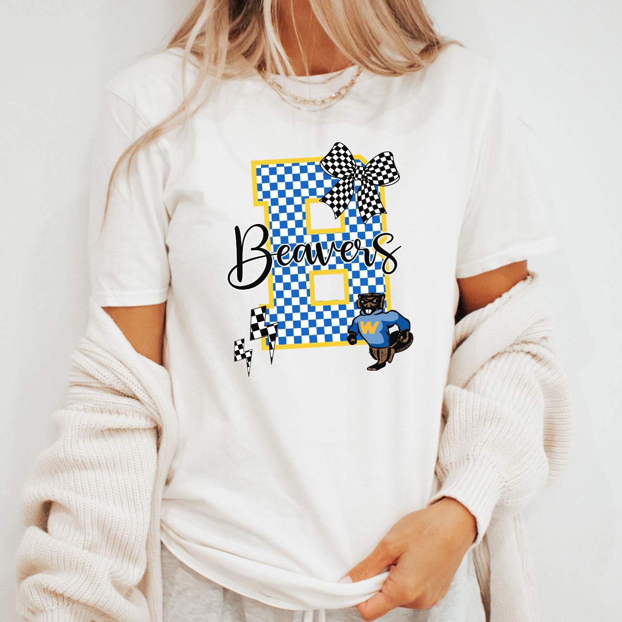 Checkered Beavers Mascot Tee