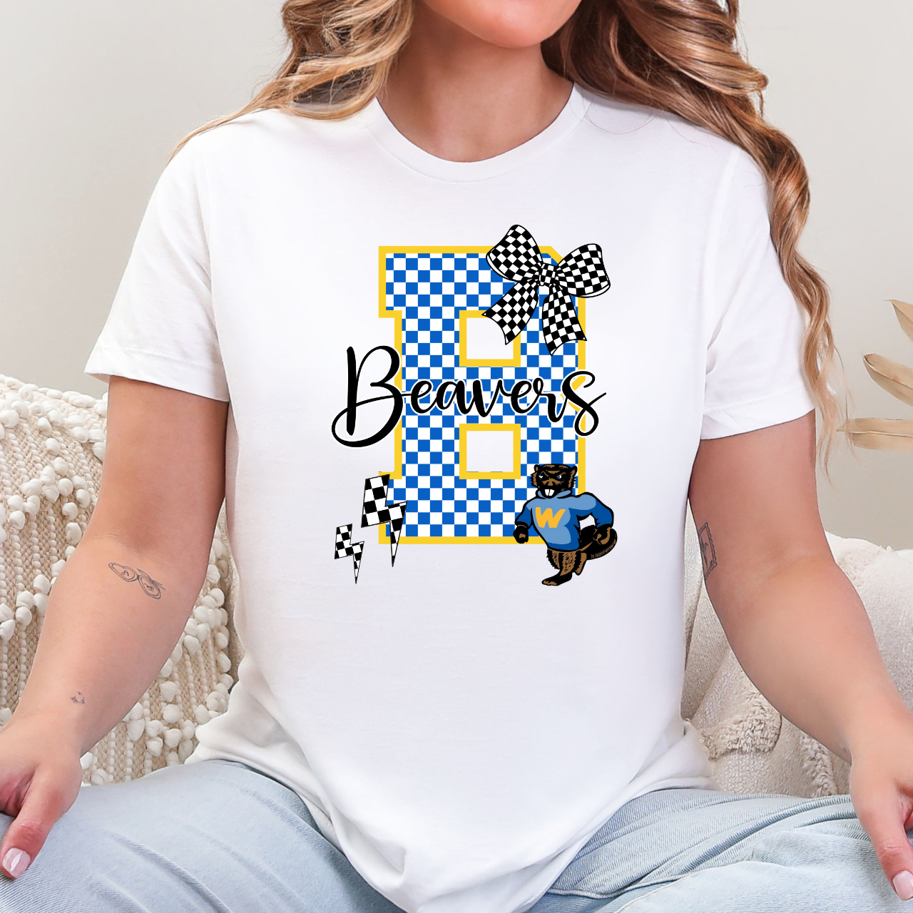 Checkered Beavers Mascot Tee