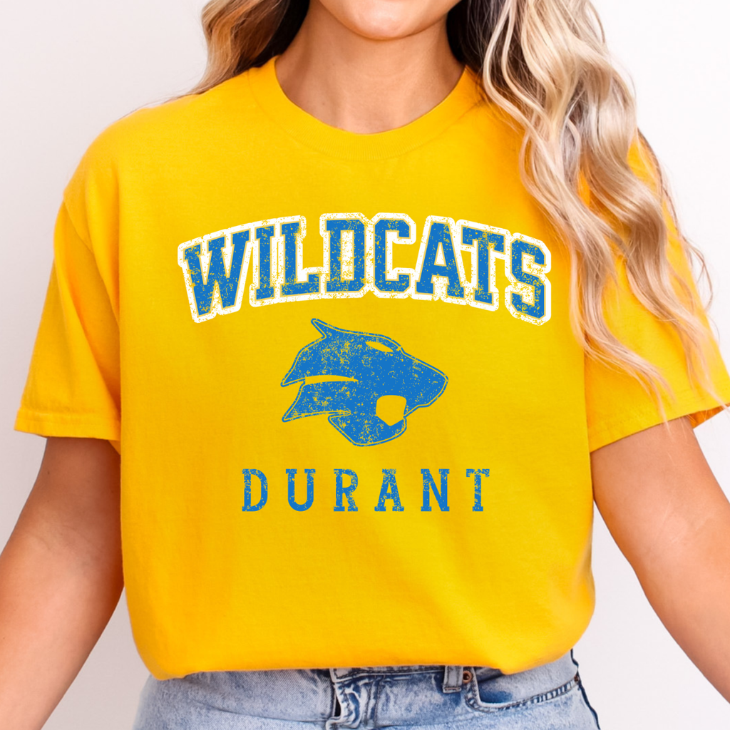 Durant Wildcats Classic Distressed Mascot Tee