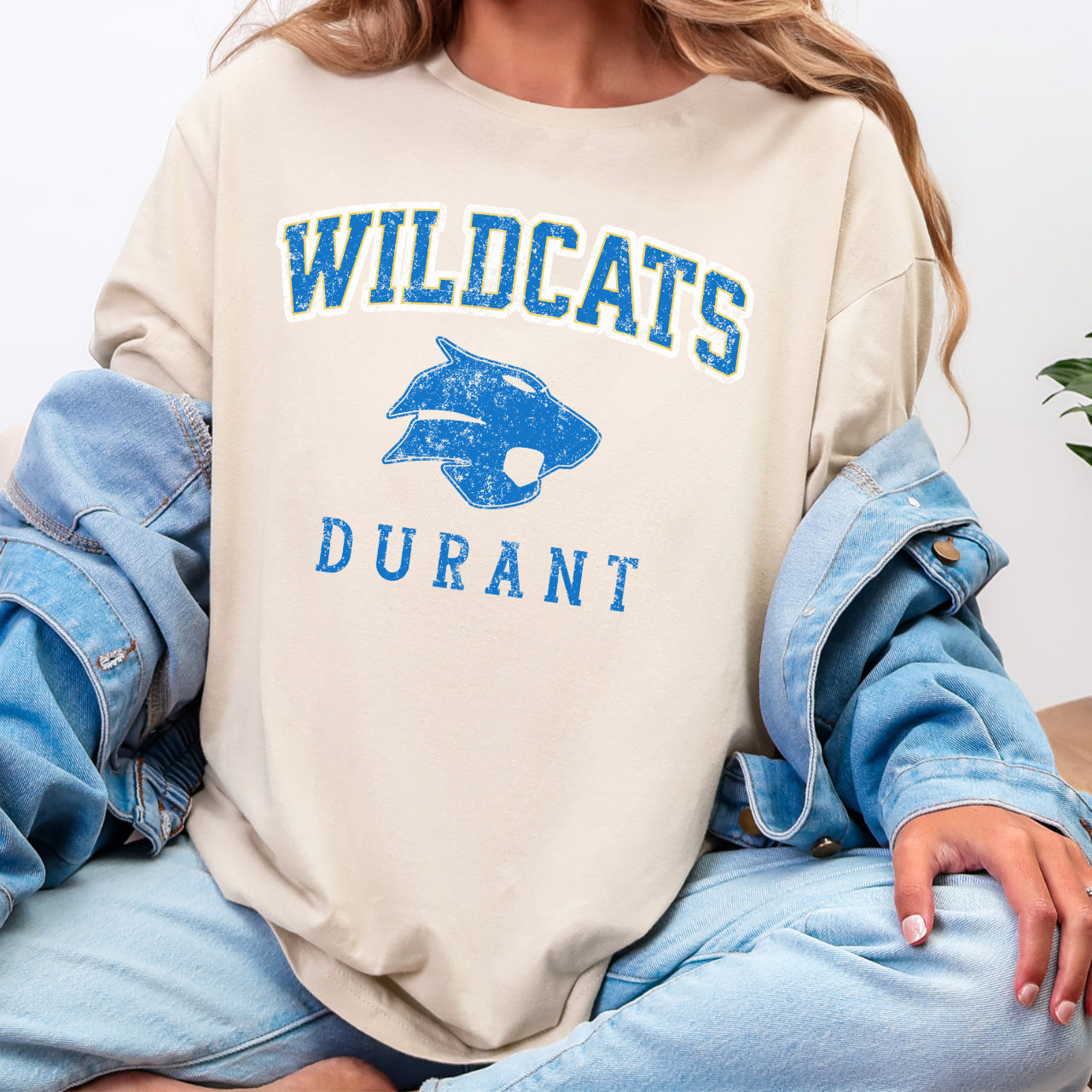 Durant Wildcats Classic Distressed Look Tee