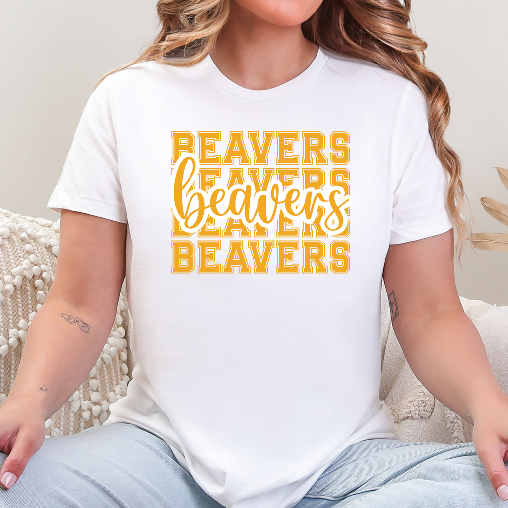 Stacked Beavers Script Tee