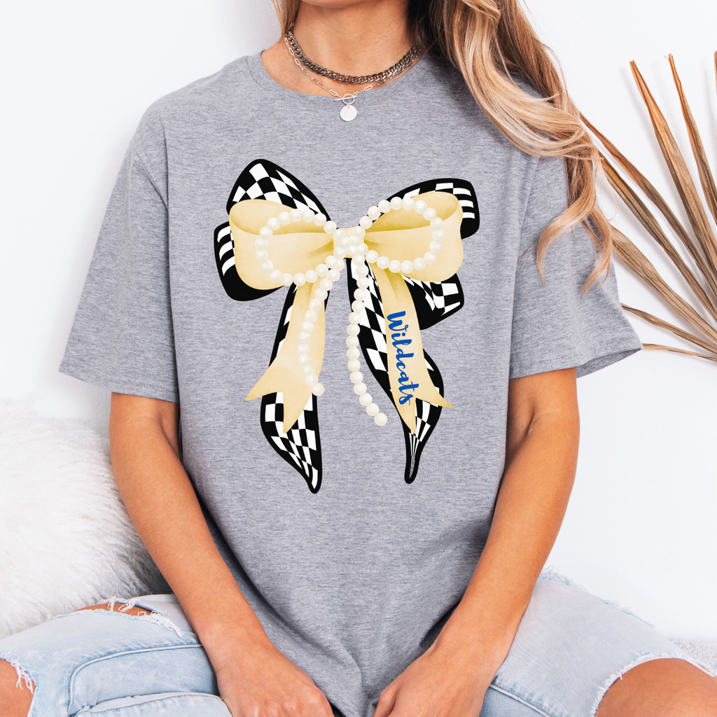 Durant Wildcats Bow with Pearls Tee