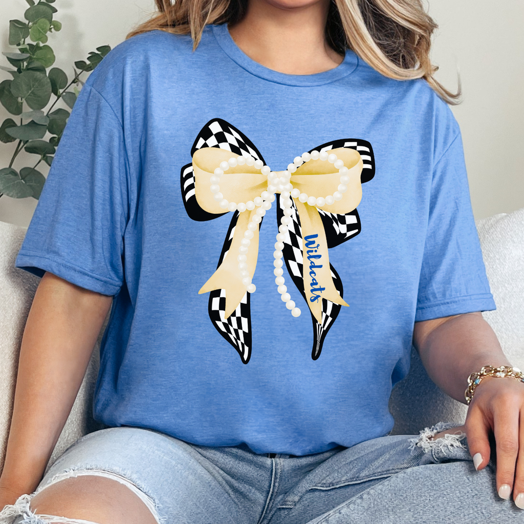 Durant Wildcats Bow with Pearls Tee