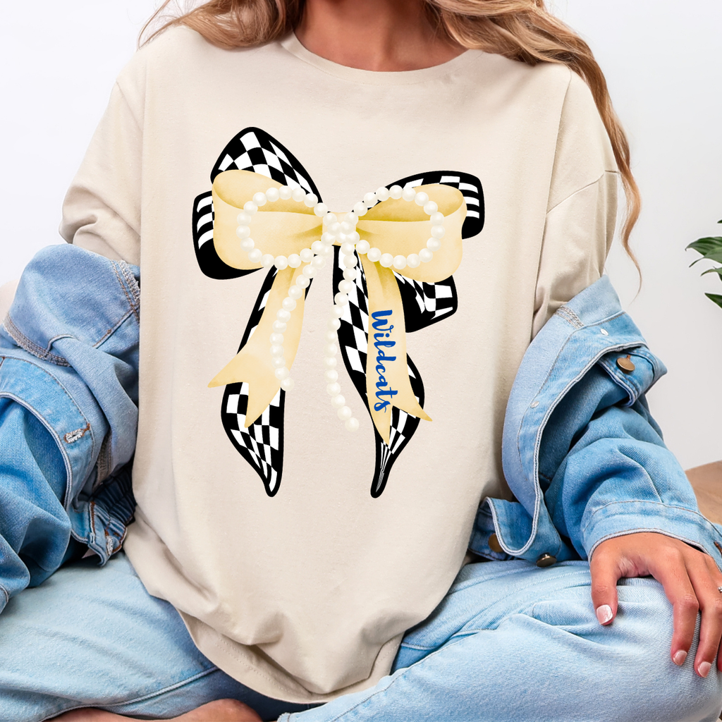 Durant Wildcats Bow with Pearls Tee