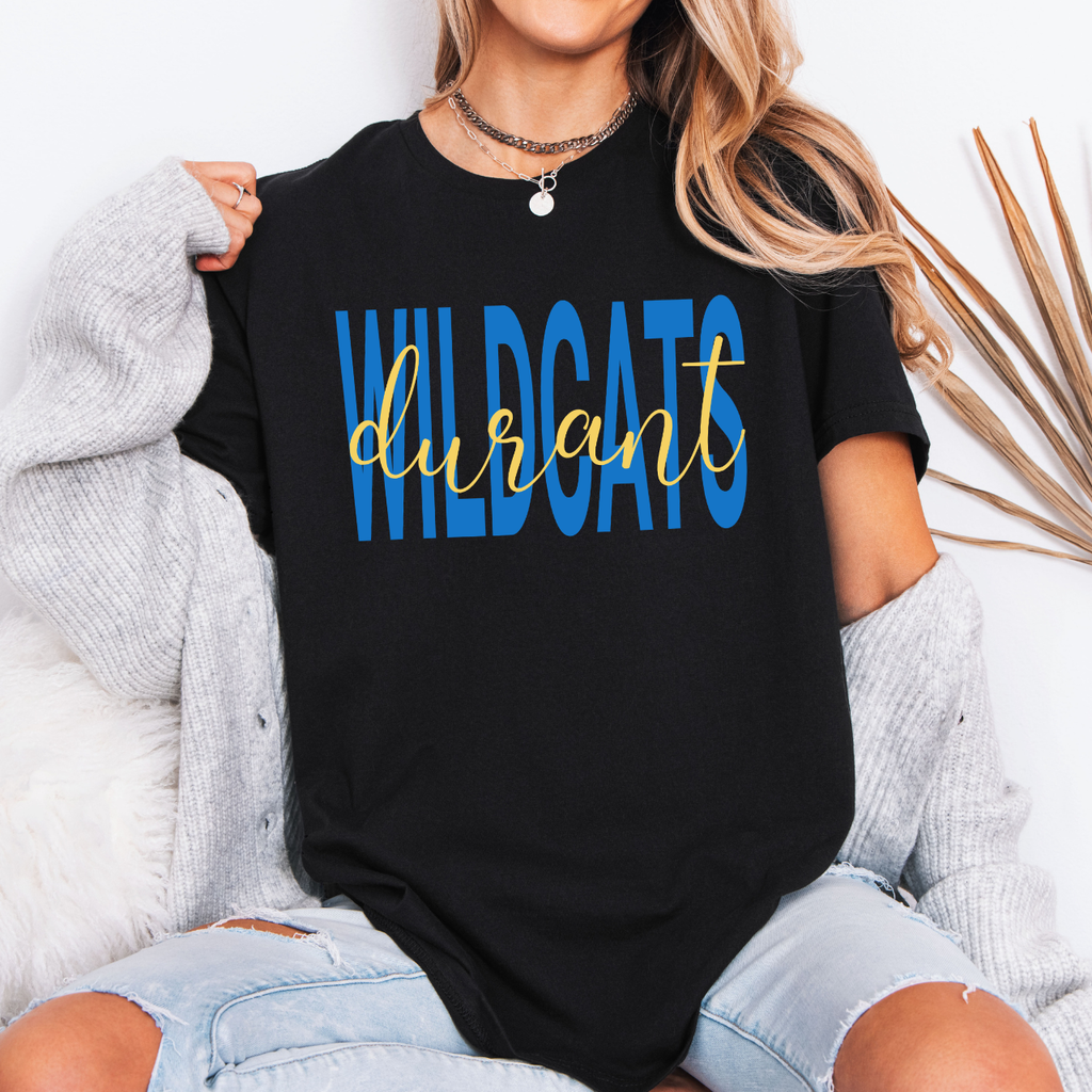 Durant Wildcats Script Overlay Tee