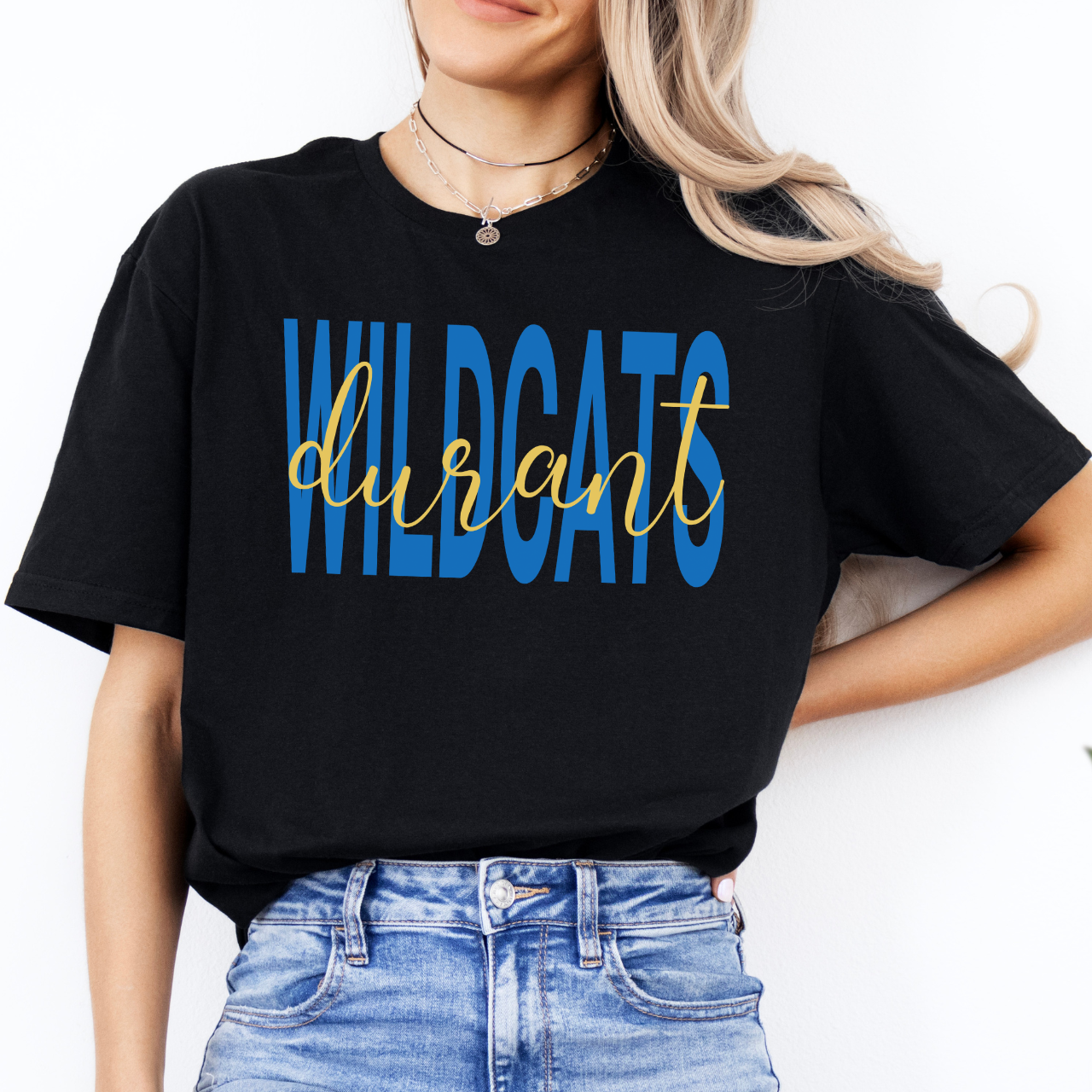 Durant Wildcats Script Overlay Tee