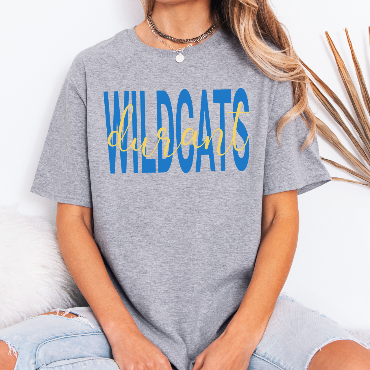 Durant Wildcats Script Overlay Tee