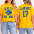 Wilton Beavers Personalized Name and Number Football Tee (blue)