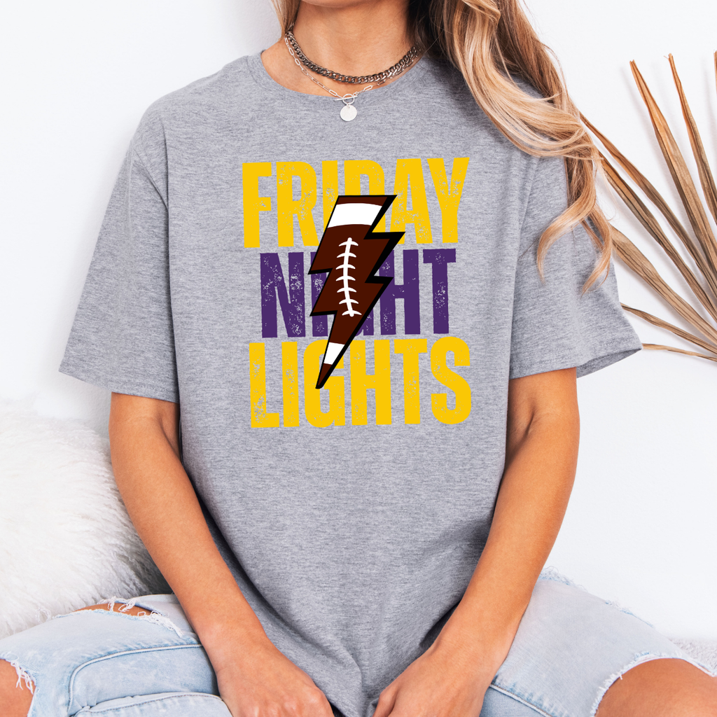 Purple and Gold Friday Night Lights Football Tee
