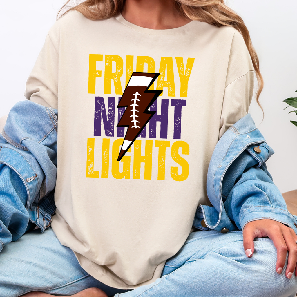Purple and Gold Friday Night Lights Football Tee