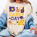 Purple and Gold Retro Football Game Day Tee