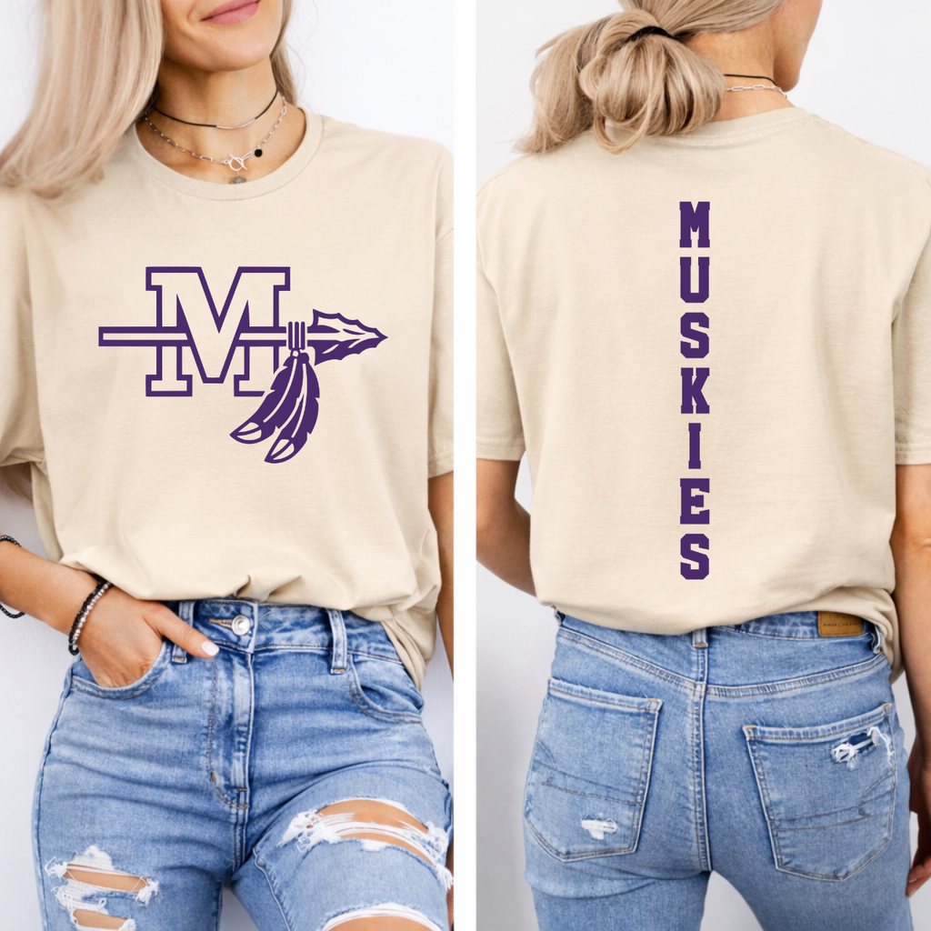 Muscatine Muskies Logo Front and Back Tee