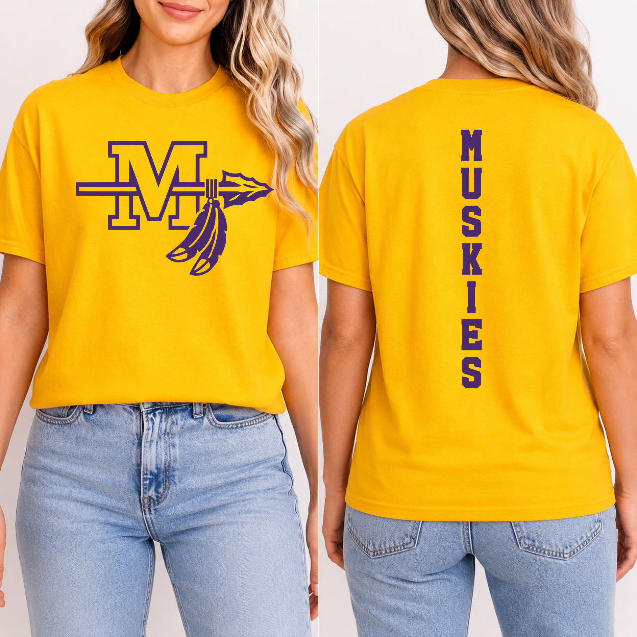 Muscatine Muskies Logo Front and Back Tee