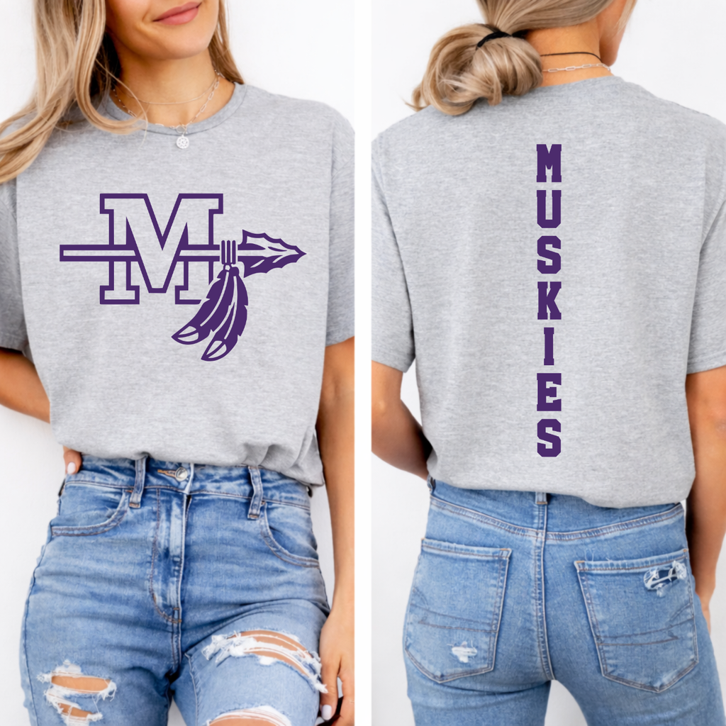 Muscatine Muskies Logo Front and Back Tee