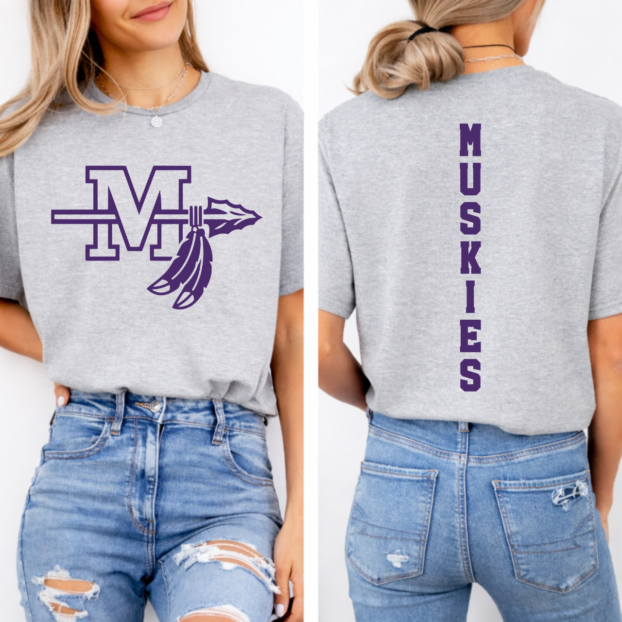 Muscatine Muskies Logo Front and Back Tee