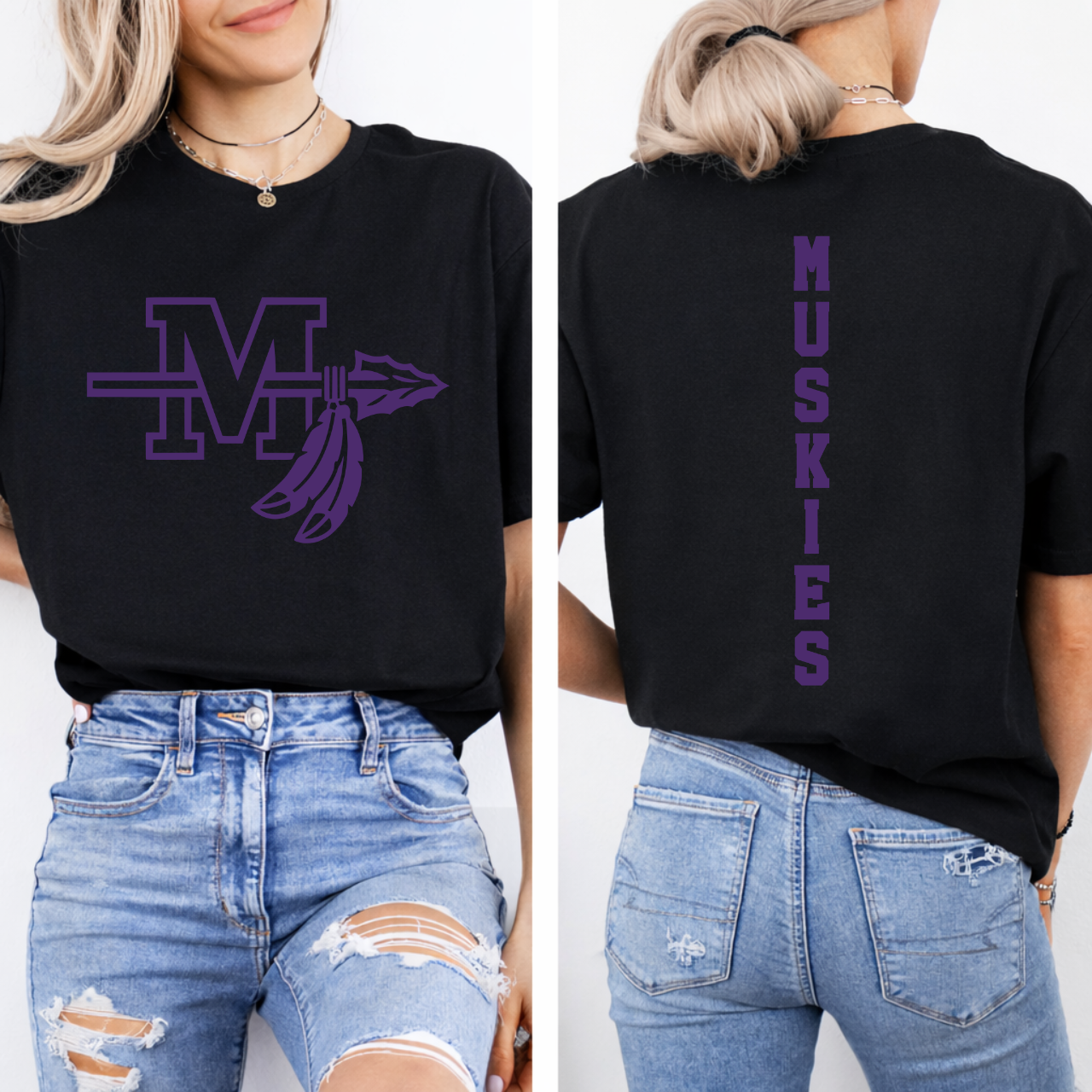 Muscatine Muskies Logo Front and Back Tee