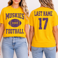 Muskies Personalized Name and Number Football Tee (Purple)