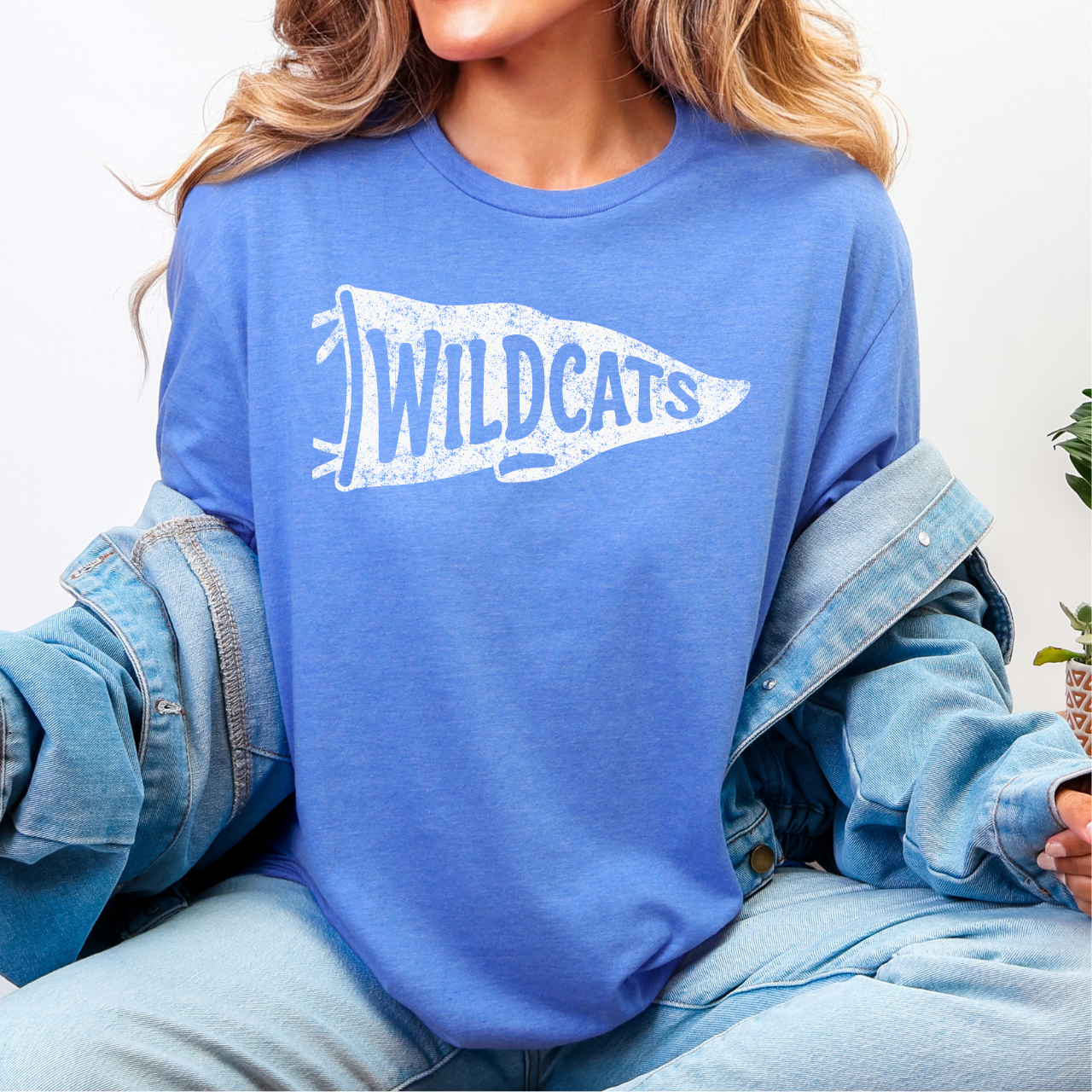 Durant Wildcats Distressed Pennant Tee