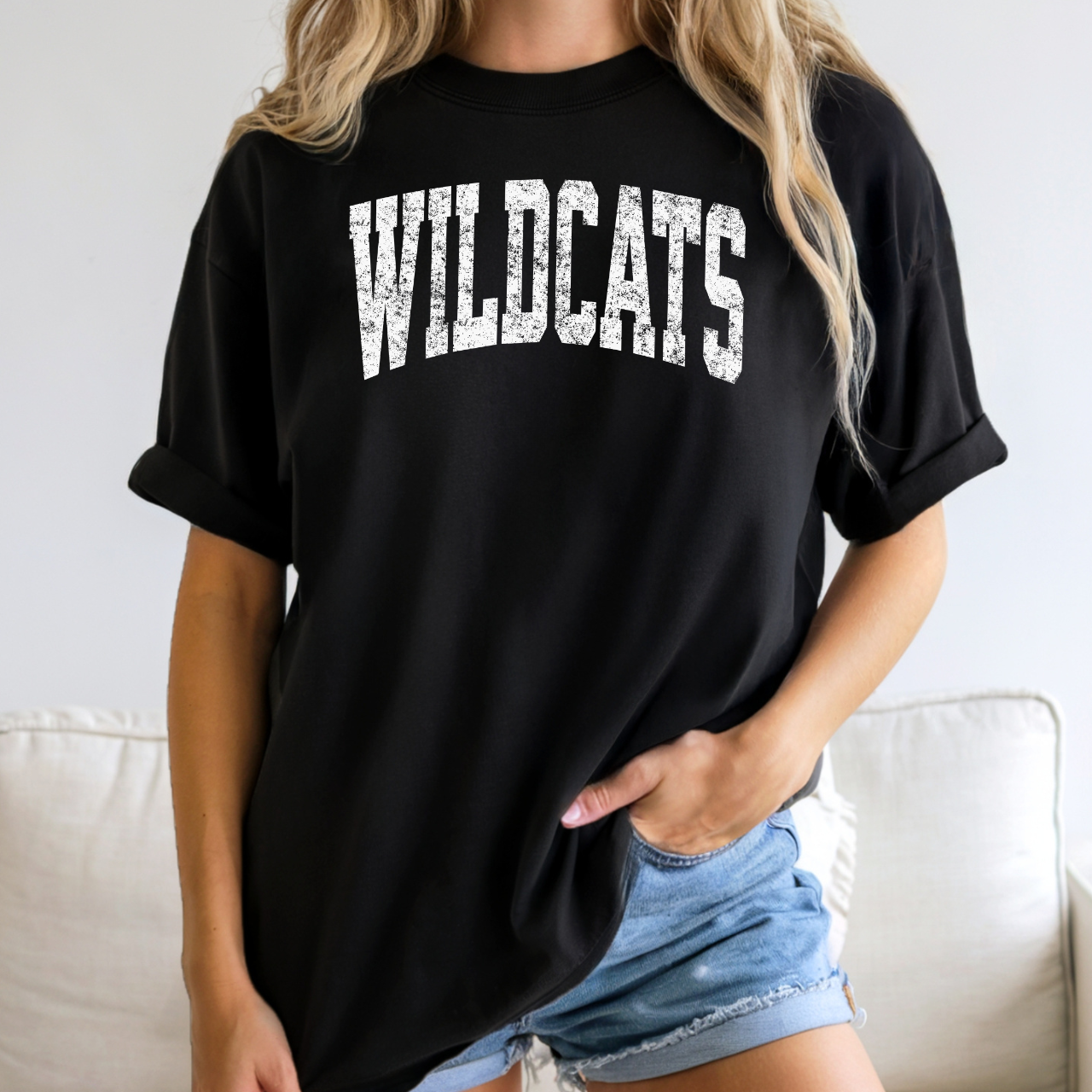 Durant Wildcats Distressed Varsity Arch Tee