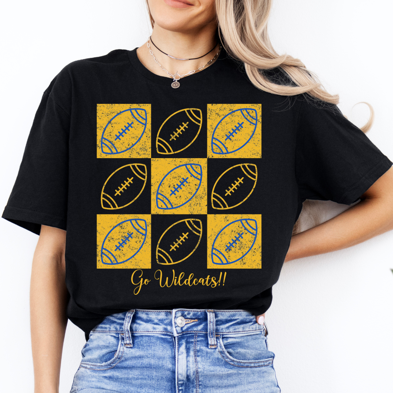 Durant Wildcats Checkered Football Graphic Tee