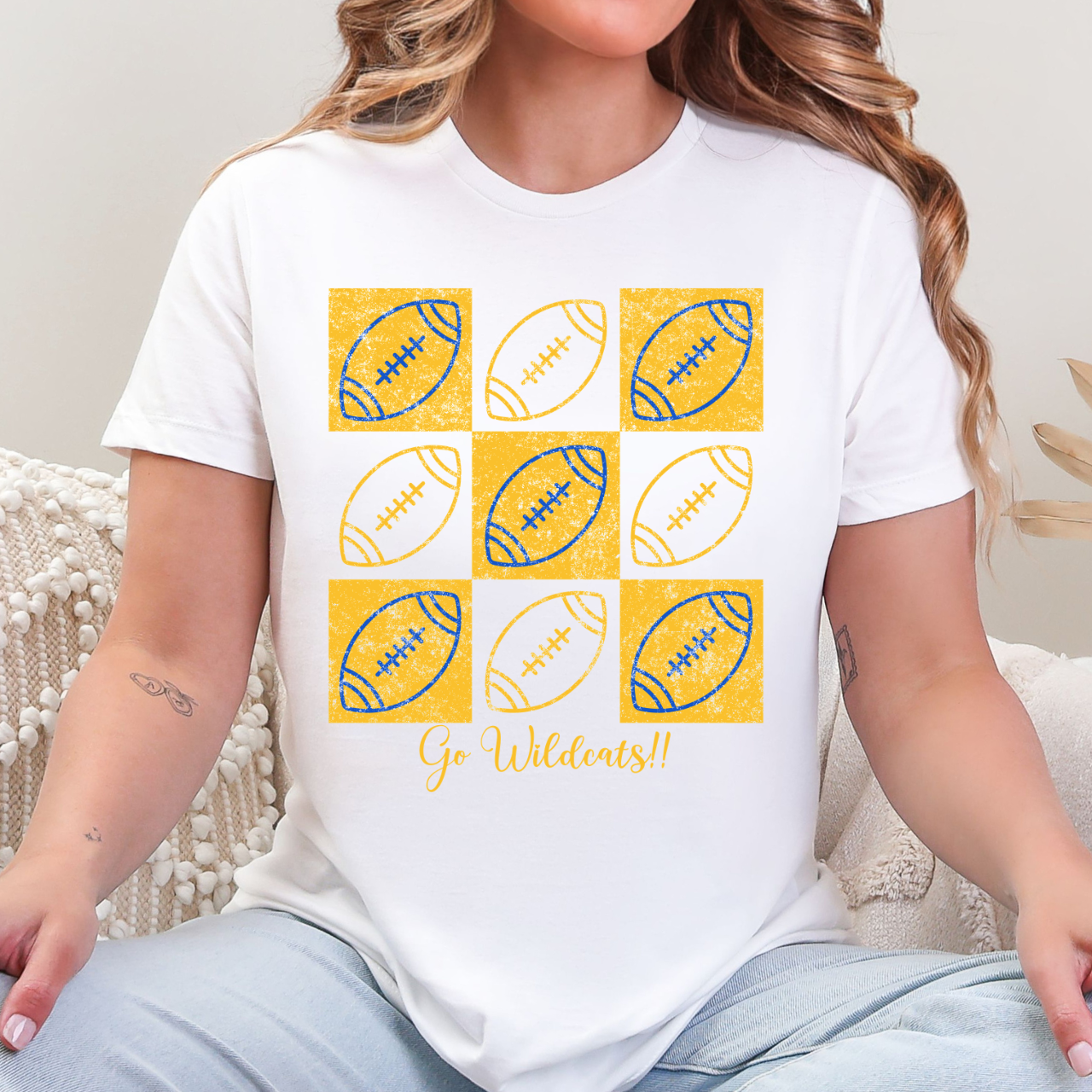 Durant Wildcats Checkered Football Graphic Tee