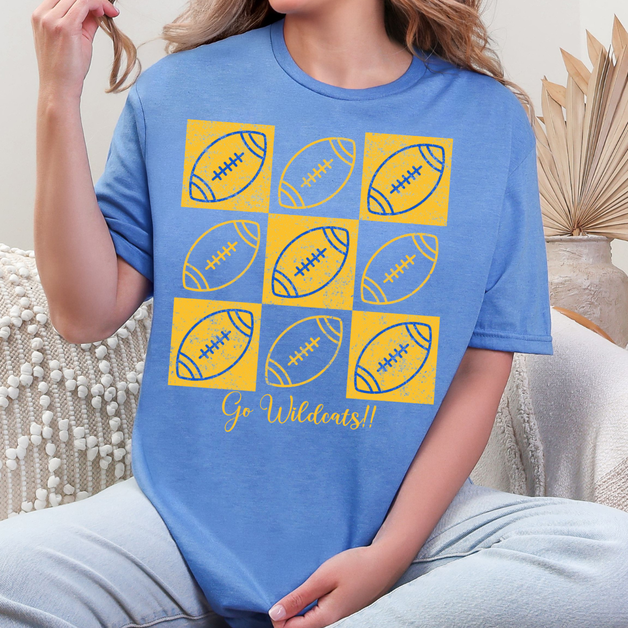 Durant Wildcats Checkered Football Graphic Tee