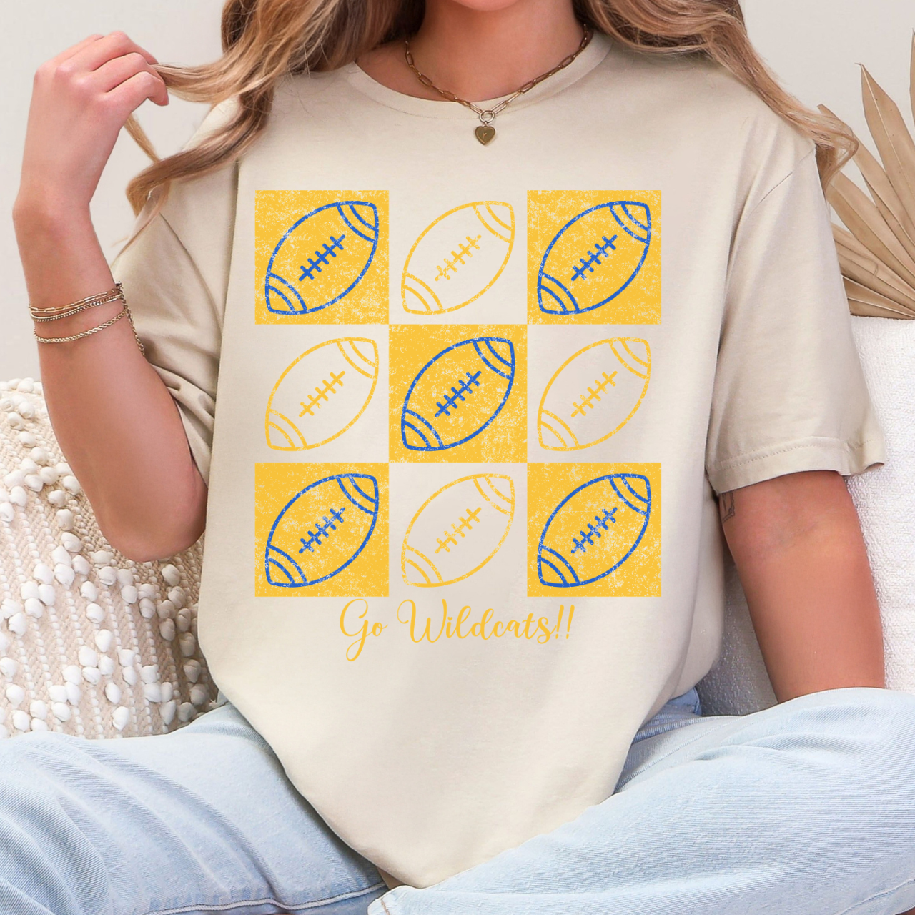 Durant Wildcats Checkered Football Graphic Tee