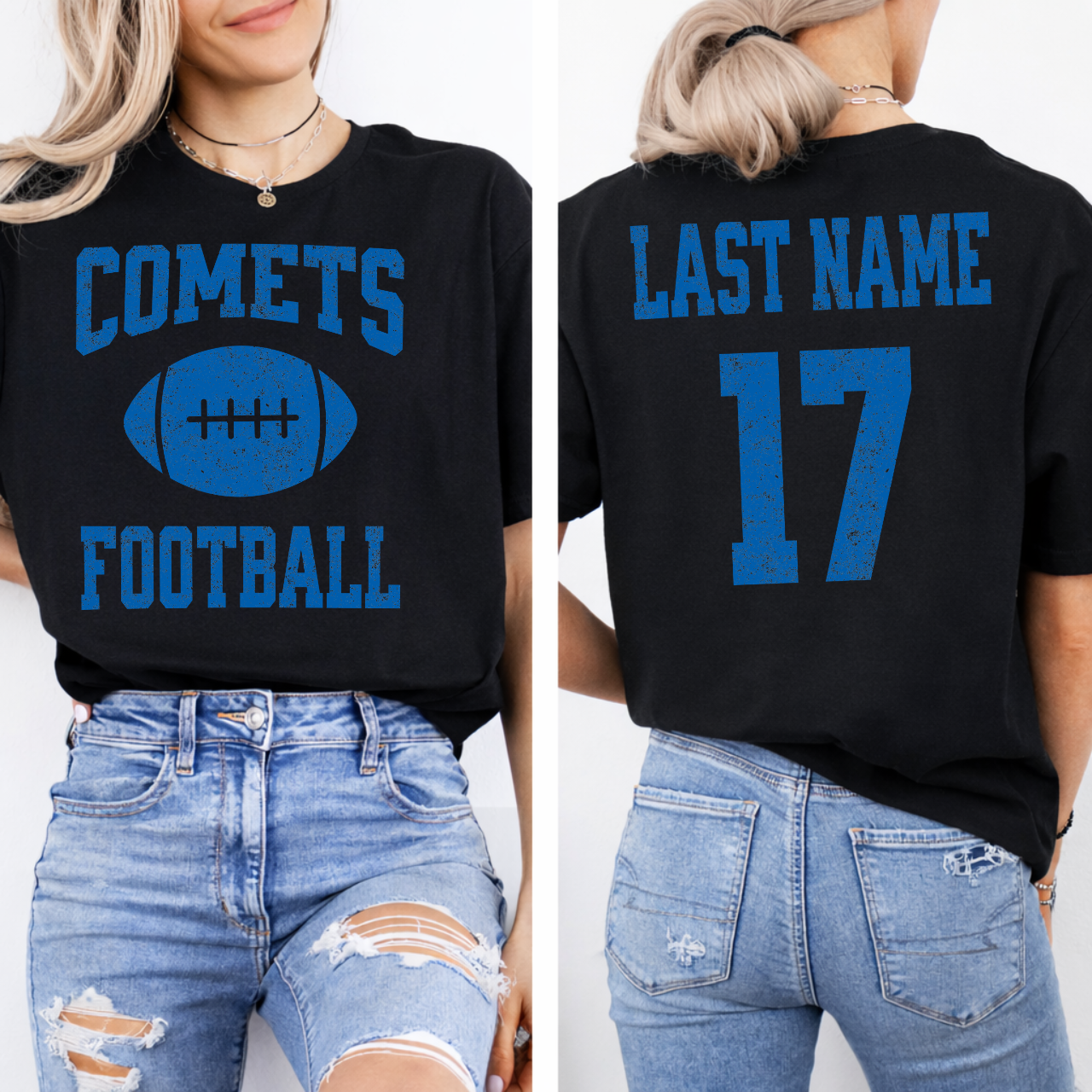 West Liberty Comets Personalized Name and Number Football Tee