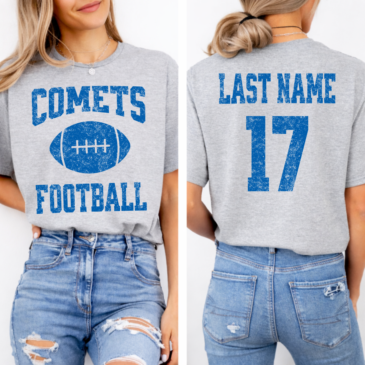 West Liberty Comets Personalized Name and Number Football Tee