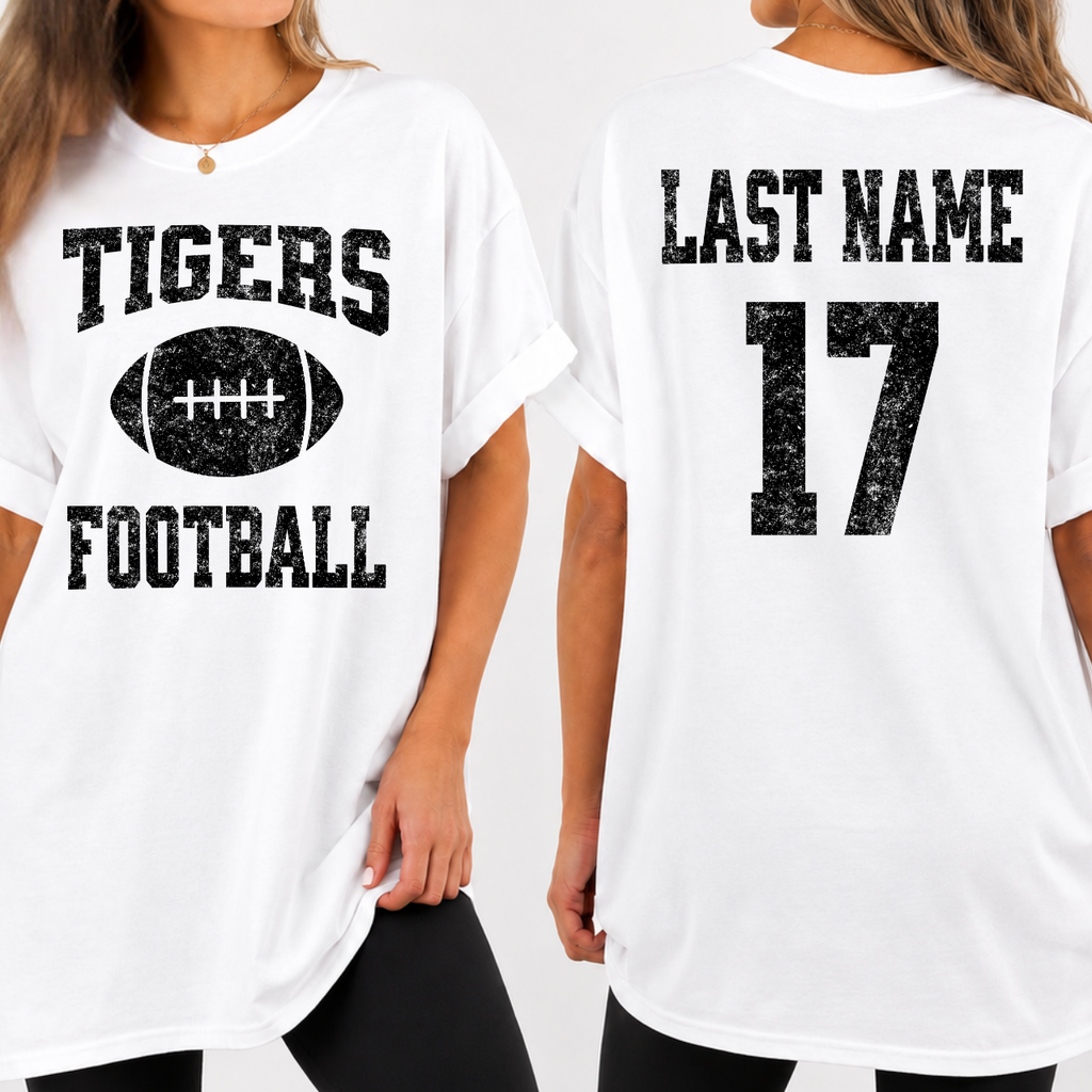 Tipton Tigers Personalized Number and Name Football Tee (black)