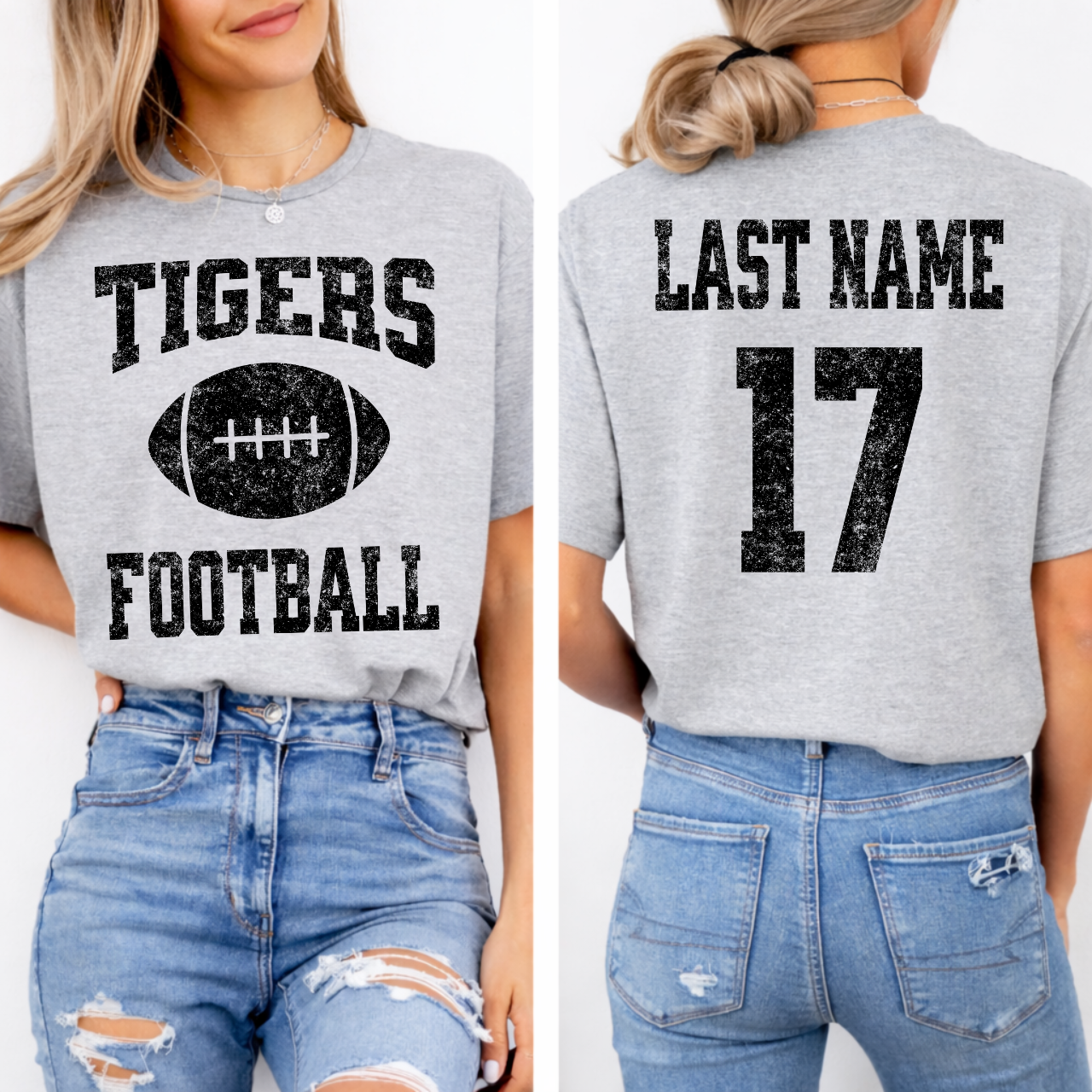 Tipton Tigers Personalized Number and Name Football Tee (black)