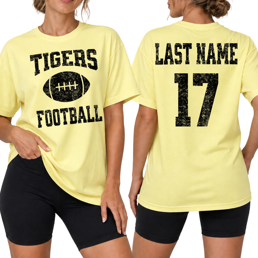 Tipton Tigers Personalized Number and Name Football Tee (black)